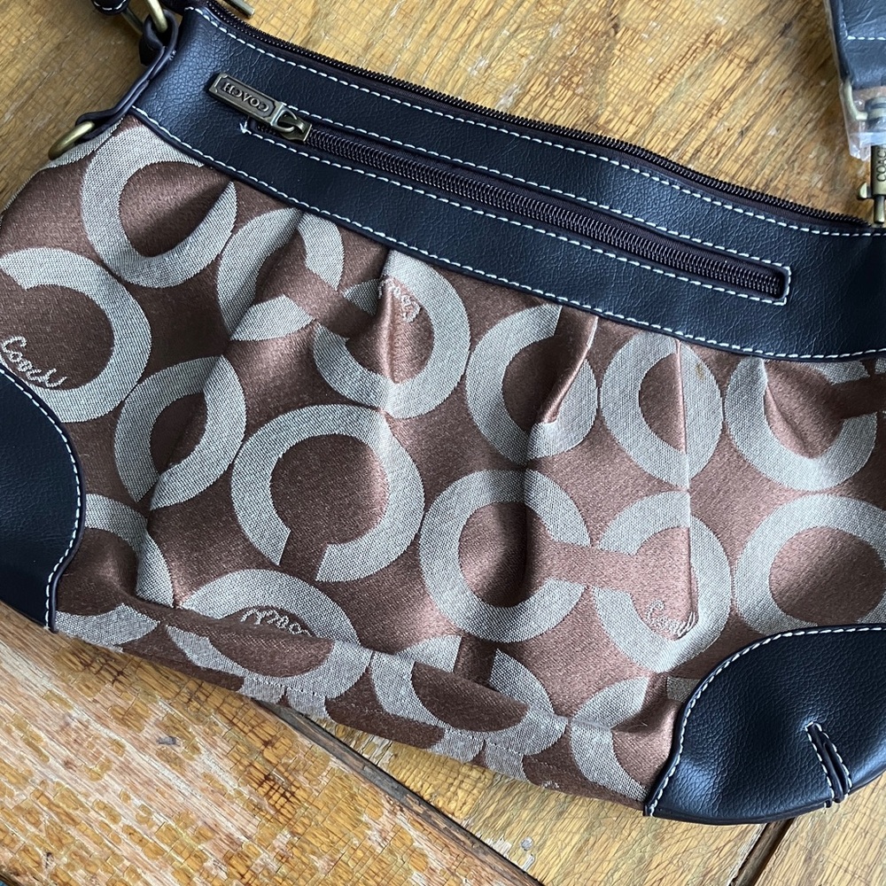 Coach Black and Brown Signature Shoulder Bag